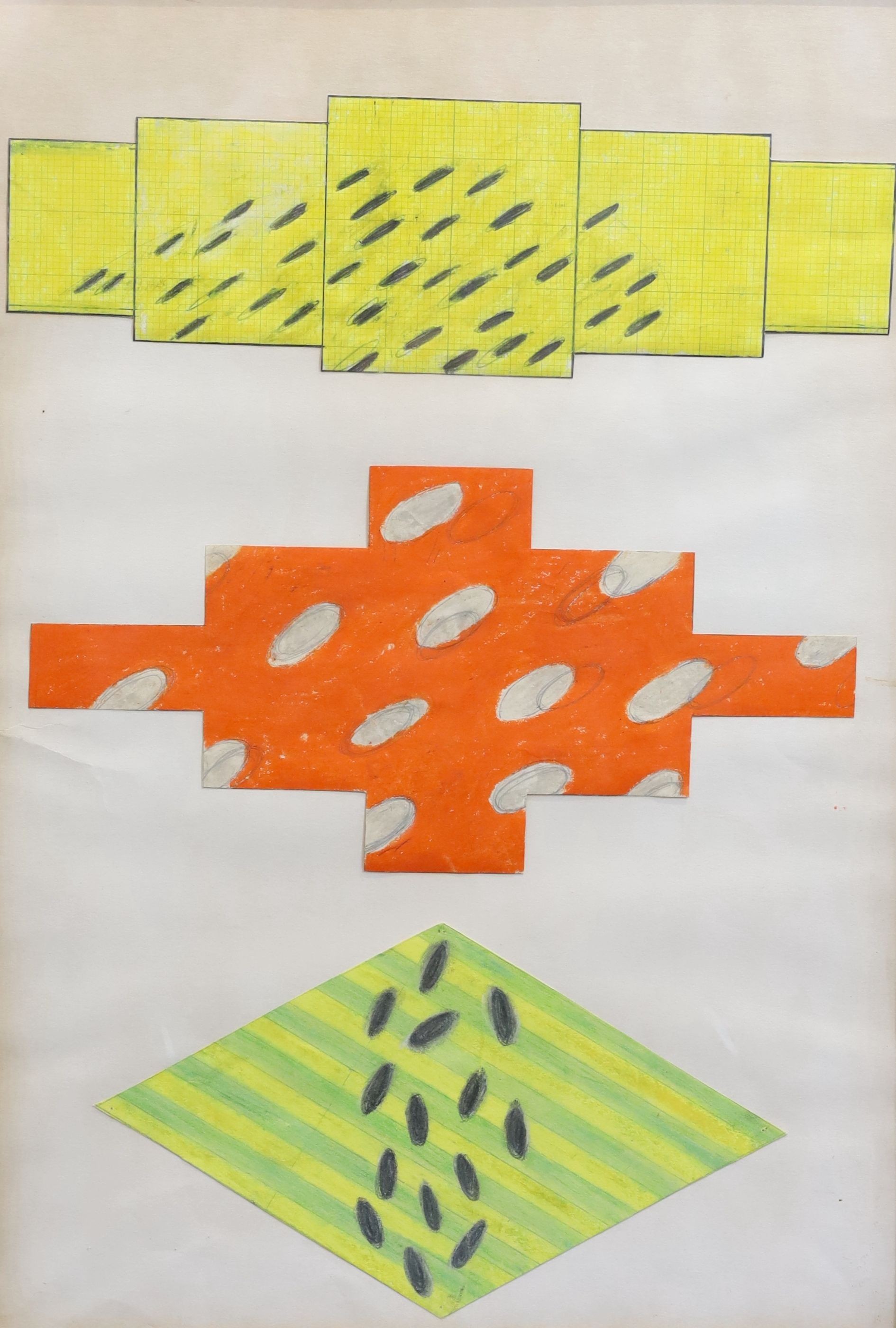 Jeremy Moon (1934-1974), Collage of three drawings, pastel on paper, 55 x 38cm.